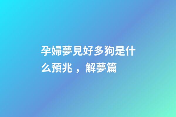孕婦夢見好多狗是什么預兆，解夢篇(二)-第1張-觀點-玄機派
